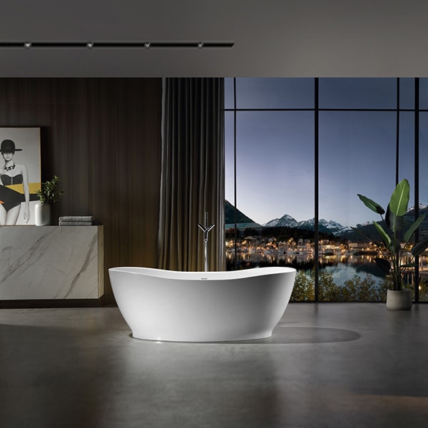 人造石浴缸 酒店家用独立式浴缸 椭圆形成型浴池 人造石浴缸品牌BS-317
